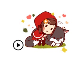 There are winter stickers of cute girl & animal