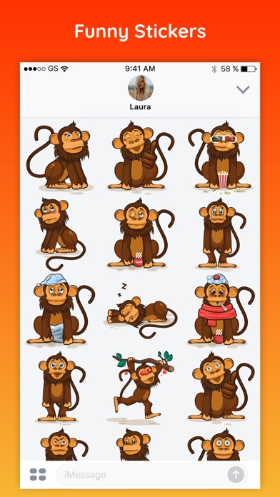 Monkiji - Funny Monkey Emoji Text Chat Stickers screenshot 3