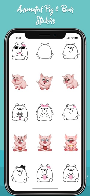 Animated Pig & Bear Stickers(圖2)-速報App