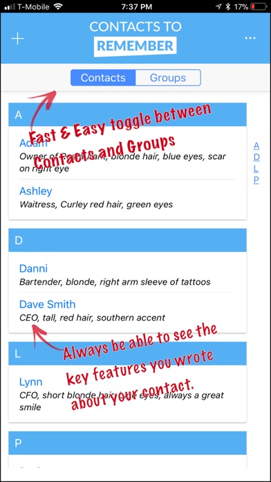 Contacts to Remember screenshot 2