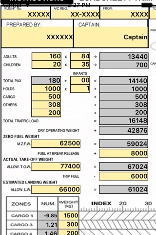 A320 LOADSHEET T&B 180 3z PAX screenshot 2