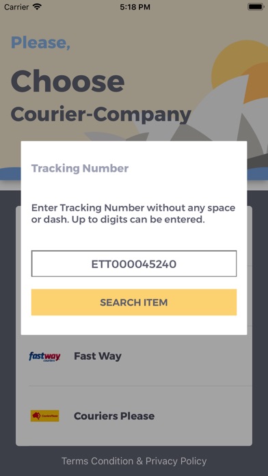 iTrack Courier App screenshot 2