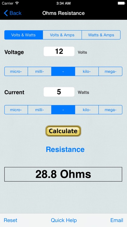 Ohm's Law for Power EduCalc