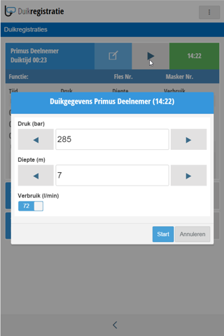 Duikregistratie screenshot 2