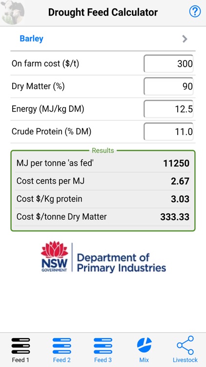 Drought Feed Calculator