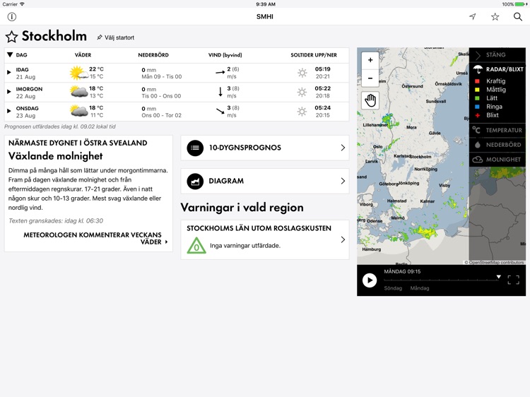 SMHI Väder för iPad