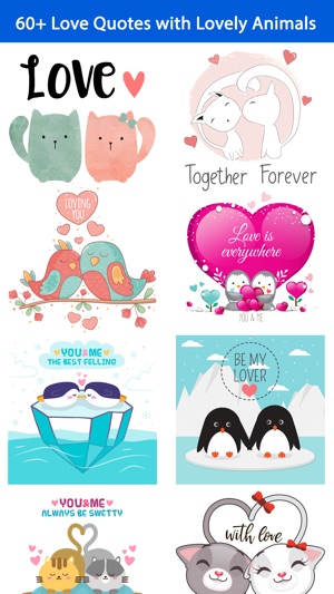 Love Quotes with Lovely & Cute Animal Couple Pack(圖1)-速報App