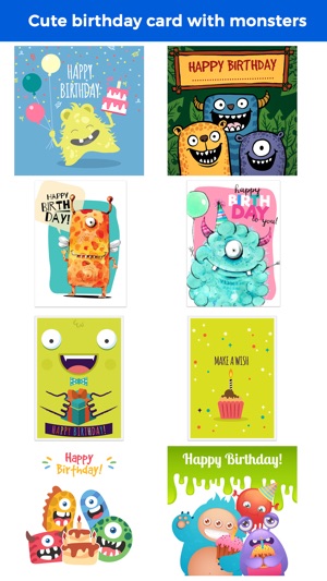 Birthdaye Card - Best Wishes with Cute Monsters(圖1)-速報App