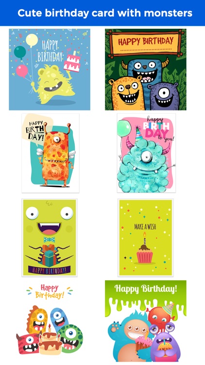 Birthdaye Card - Best Wishes with Cute Monsters