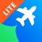 Plane Finder Lite shows live moving planes on a worldwide map