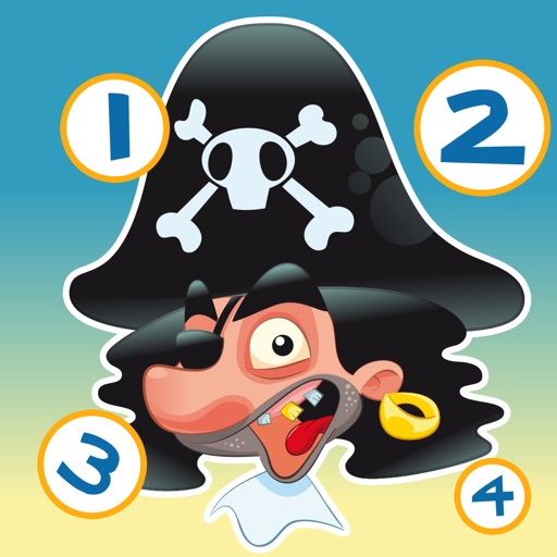 Pirate counting game for children: Learn to count the numbers 1-10 with the pirates of the ocean icon