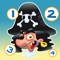 Pirate counting game for children: Learn to count the numbers 1-10 with the pirates of the ocean