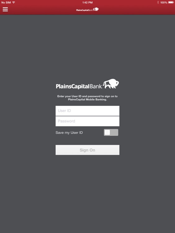 PlainsCapital Mobile Banking for iPad