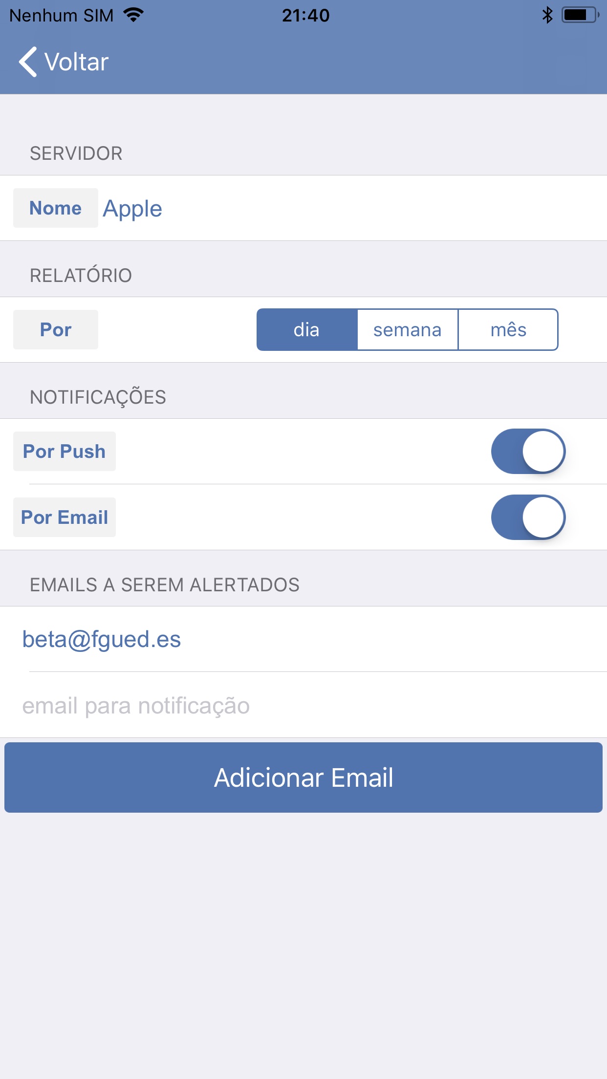 Screenshot do app Servidores App