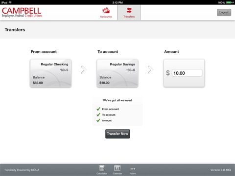 Campbell Employees Federal Credit Union for iPad screenshot 4