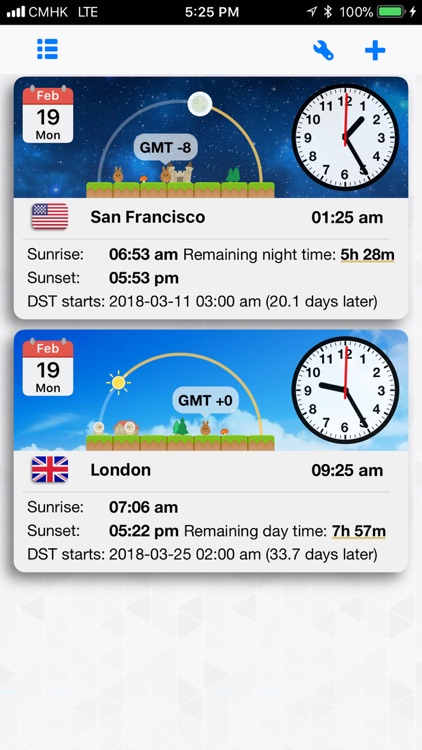 SR World Clock - Time zones