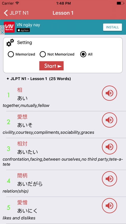 JLPT Vocabulary N1 ~ N5