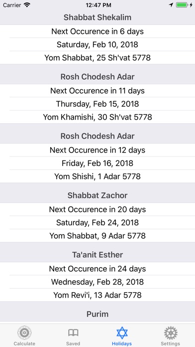 Hebrew Dates Screenshot 2