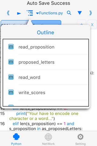 Python3.4 IDE-run code,outline screenshot 2