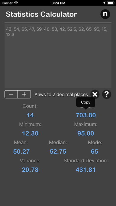 Statistics Calculator Plus screenshot 2