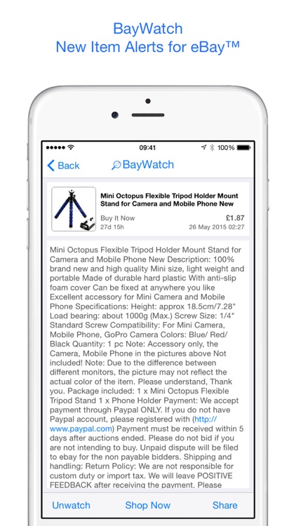 BayWatch - Alerts for eBay