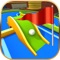 Aim for the hole with the flag in it, go across miniature golf track, from ups & down tracks