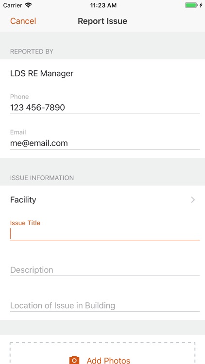 Facility Issue Reporting