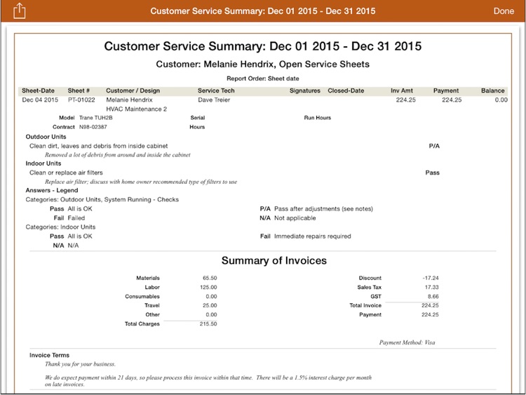 mpengo Service Sheet