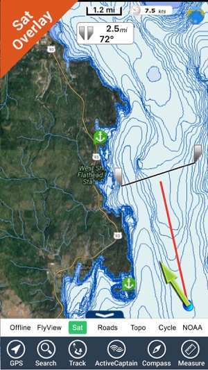 Flathead lake Montana charts HD GPS fish