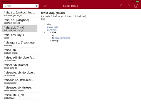 Gyldendal's French Danish Dictionary - Medium screenshot 3