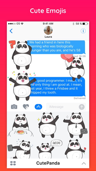 Cute Panda - Text Chat Funny Emoji Stickers Pack screenshot 2