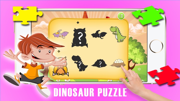 Dinosaur Puzzle Match Shape game for toddler kid