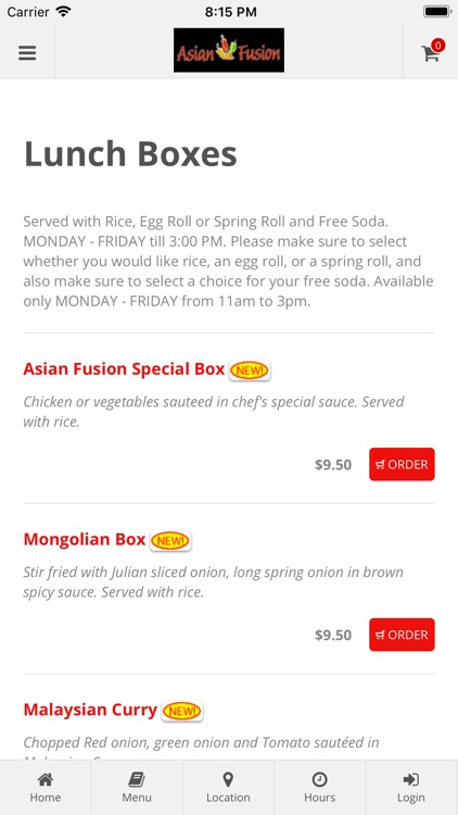 Asian Fusion Online Ordering