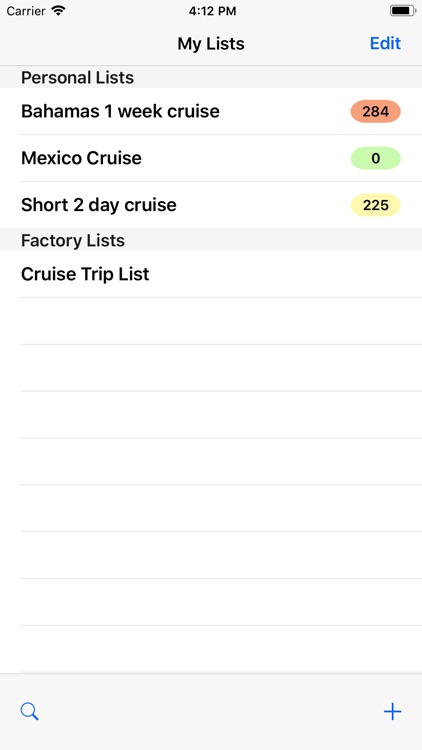 Cruise Trip List