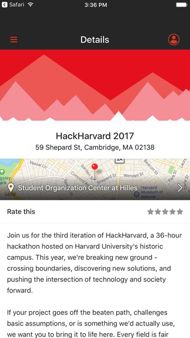 HackHarvard 2017 Guidebook screenshot 2
