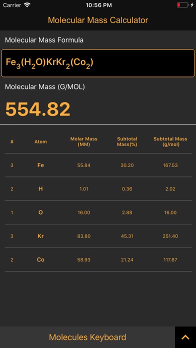 Molecular Mass Calculator Pro screenshot 4
