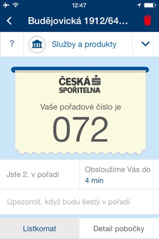 Lístkomat České spořitelny screenshot 3