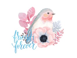 Watercolor Vintage Flowers Nature Birds and Wishes