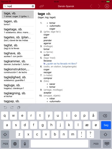 Gyldendal's Spanish Danish Dictionary - Large screenshot 2