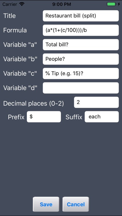 Custom Formulas