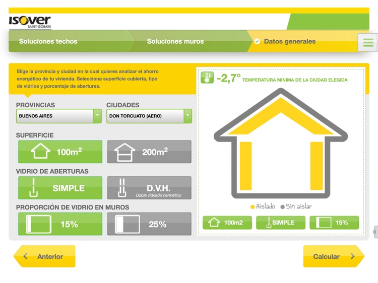 Calculador de Ahorro Energético Isover