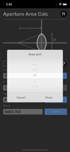 Aperture Area Calculator(圖4)-速報App