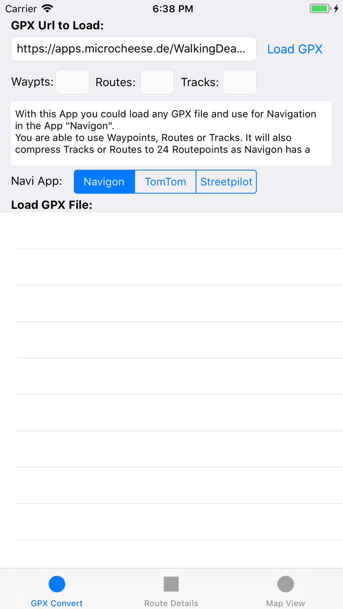 GPX2Nav Route Converter