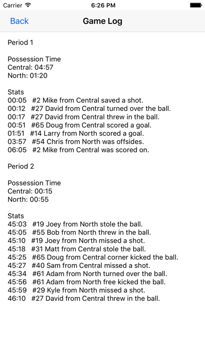 Soccer Stats Recorder by Mark Rogers