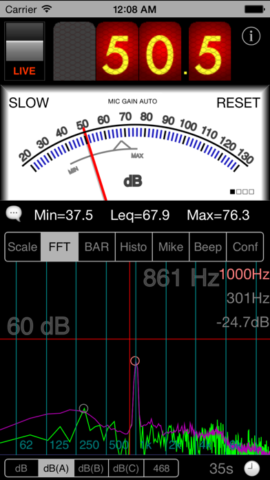 SPLnFFT Noise Meter Screenshot 2