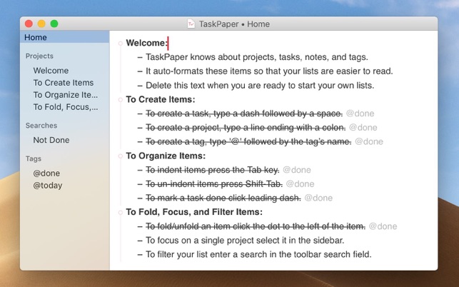 TaskPaper – Plain text to-dos