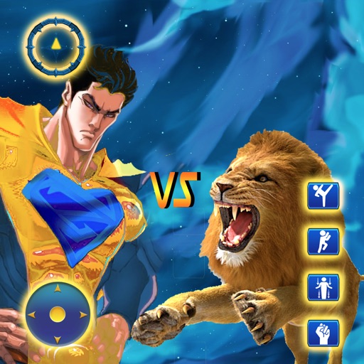 Superhero vs Wild Animal Fight Icon