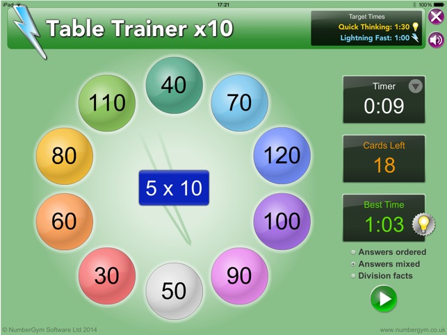 NumberGym's TableTrainer