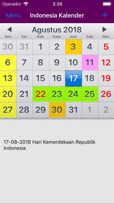 Kalender Indonesia 2018 iPhone Kalender Indonesia 2018 iPhone