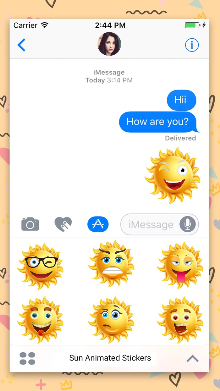 Sun Face  Animated Stickers
